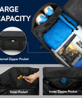 45L Black Duffle Backpack Carry On Travel Duffle Bag With Shoe Compartment Converts To Duffle Backpack Or Shoulder Bag For Camping And Weekend Trips Durable Go To Gear For Any Adventure - Interior View with Large Capacity and Compartments
