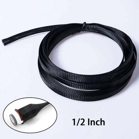 50ft Expandable Braided Cable Sleeve For 1/2 Inch And 1/4 Inch Wires Flexible Braided Wire Sleeving Cable Wrap Mesh Loom