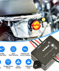Versatile Flasher Module With 36 Modes, One Button Quick Change, 10 Amp 12-24V DC alongside motorcycle taillight installation.