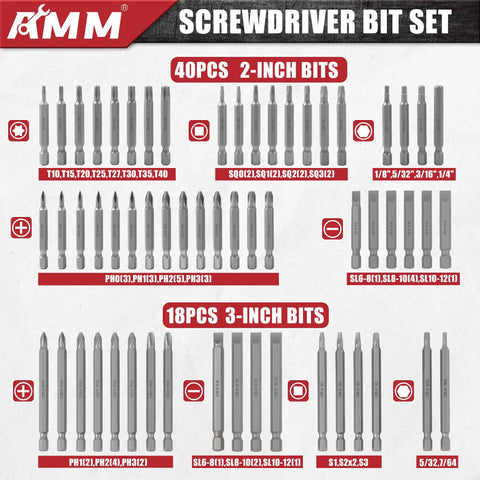 Rock Solid 232 Piece Screwdriver Bit Set Forged From CRV Steel Impact Driver Bits assortment of 2-inch and 3-inch bits