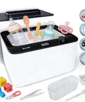 Hassle Free 45KHz Ultrasonic Jewelry Cleaner With Six Time Modes cleans various items in a 600ml stainless steel tank.