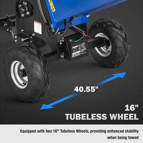Close-up of 16-inch tubeless wheel arrangement on Towable 6 Inch Wood Chipper With Electric Start 15HP 420cc Gas Powered Engine