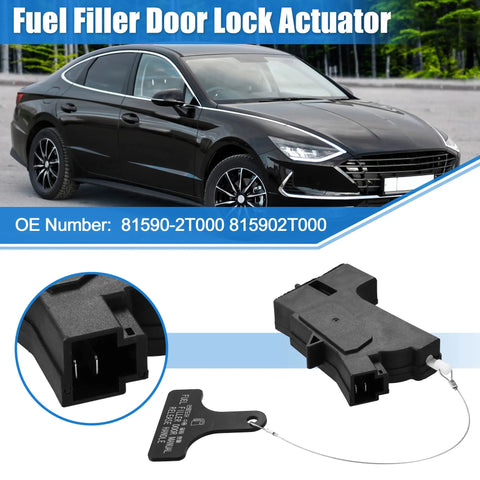 Fuel Door Lock Actuator 81590-2T000 for Hyundai Sonata 2015-2019 Kia Optima 2011-2020, black filler opener, direct fit replacement