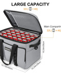 Insulated Cooler Bag Collapsible 32L Large Travel Cooler On The Go for Beach and Camping with open lid showing 48 cans inside