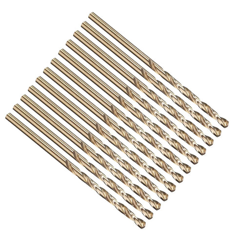 12 Pack M2 High Speed Steel Drill Bits 0.081 Inch Diameter, 2.057 Mm, Micro Jobber Straight Shank, 135 Degree Split Point, Gold Finish