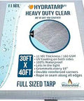 Packaging of HydraTarp UV Coated 11 Mil Thick Clear Greenhouse Tarp for Outdoor Camping RVs Trucks and Trailers 30 by 40 Feet