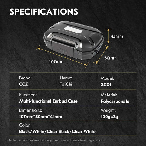 Fly InEar Monitor Case With Hella Protective Sealed Shell Portable Earbud And Iem Cable Travel Organizer Waterproof Earphone Storage Box For Kz Zs Series Audiophile Gear Keep Your Setup Locked Down Black specifications image with dimensions and material details