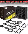 Heavy Duty Bolt On Forged D Ring Tie Down Anchors Tough As Nails With 12,000 Pound Break Strength for Trailers Trucks and Cargo Tie Downs Pack of 4 Black Easy Install No Welding Required, displayed in packaging with accessories visible.