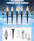 Outdoor Twenty Five Point Seven Feet 20 LED C9 Christmas String Lights With Strawberry Shell Stakes Connectable Warm White Waterproof