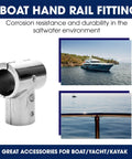 1 Inch Stainless Steel Boat Railing Tee Fitting, 90 Degree Tube Connector for Heavy Duty Marine Handrails displayed with yacht imagery