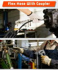 FIXSMITH grease gun hose, 12-inch flexible whip with coupler, 4500 PSI, for hand-operated grease guns