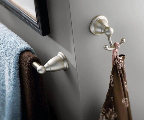 Brantford Traditional Double Robe Or Towel Hook In Brushed Nickel For Kitchen Or Bathroom Easy Install Coordinating Finish Classic Wall Mount Hook