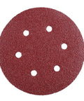 Six Inch 150 Mm Sanding Discs With Hook And Loop Aluminum Oxide Grits From 60 To 2000 For Orbital Sanders showing a red abrasive disc.