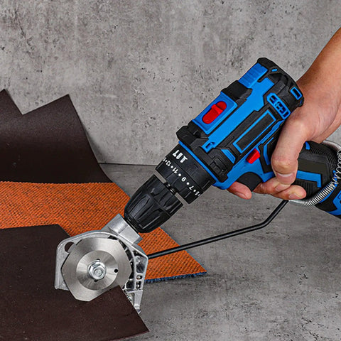 Transform Your Standard Drill With This Stainless Steel Fabric Nibbler And Sheet Metal Cutter Attachment For DIY Pros, cutting leather and fabric.