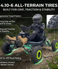 Person riding Electric Go Kart For Adults And Teens, 48V 20Ah Battery, 2000W Motor, 6-inch all-terrain tires, off-road path.