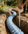 Flexible Corrugated French Drain Pipe With Nonwoven Fabric And Steel Wire Permeable Garden Drain Hose installed in garden trench