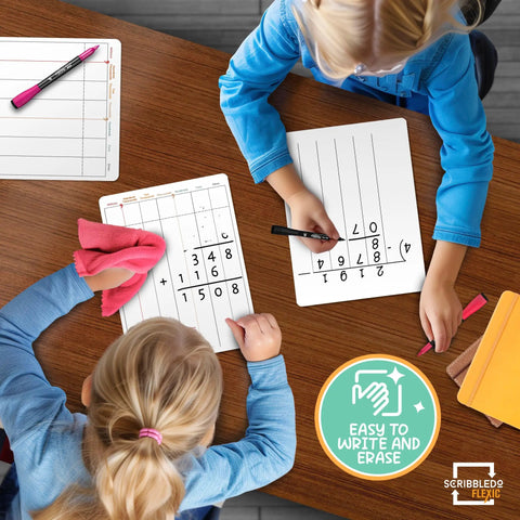 Children using Division And Place Value Math Practice 9 By 12 Inch Dry Erase Sheets White Boards For Third Grade Long Division