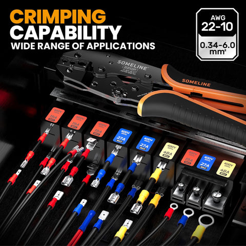 Insulated Wire Terminal Crimp Kit With 45 Types And 315 Pcs, Ratcheting Crimp Tool For AWG 22 10, connectors displayed