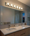Top Shelf 36 Inch Bathroom Vanity Light Fixture With Brushed Nickel Finish Offering Straight Up Easy Installation And Rock Solid Build Quality For 6 Light Damp Rated Rooms above modern double sink bathroom vanity.
