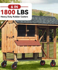 Chicken coop fitted with 6 Inch Heavy Duty Rubber Casters Wheels With Knobby Tread For Dolly And Cart Up To 1800 Lbs.