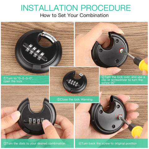 4 Digit Disc Padlock With Hardened Steel Shackle For Sheds Storage Units Gym Lockers And Fences No Frills Easy Set Tamper Resistant Weatherproof