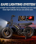 Beast Of A Fat Tire Electric Dirt Bike For Adults With 16 Inch Wheels 500W Brushless Motor 20 MPH Top Speed 70 Mile Range Removable 48V 13 5Ah Battery Full Suspension 7 Speed Gears Off Road Ebike For Trails And Commutes, lighting system