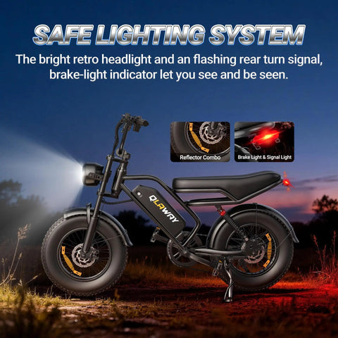 Beast Of A Fat Tire Electric Dirt Bike For Adults With 16 Inch Wheels 500W Brushless Motor 20 MPH Top Speed 70 Mile Range Removable 48V 13 5Ah Battery Full Suspension 7 Speed Gears Off Road Ebike For Trails And Commutes, lighting system