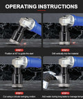 PATIKIL 4-1/2 inch diamond core drill bit on an angle grinder with 5/8-11 thread; four-step usage instructions.