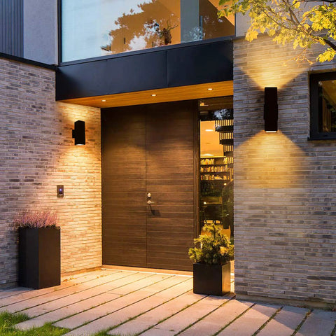 Outdoor Wall Lights 2 Pack Dope Waterproof Exterior Lighting Fixtures Black Aluminum Porch Lights For Garage And House IP54 Weatherproof Outdoor Lighting For Patio Garden Front Porch illuminating modern house entrance