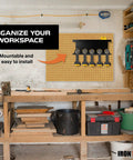 Power Tool Organizer For Shop And Garage Heavy Duty Wall Mounted Rack With Storage And Five Drill Slots