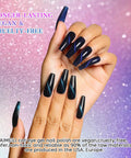 Hand with Cat Eye Gel Nail Polish Kit With UV LED Colors Vegan Cruelty Free HEMA Free Gentle On Natural Nails Shimmer Finish