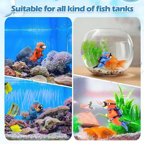 Floating Diver Camera Aquarium Decoration Two Pack With Totally Cute Floating Device Balls For Creative Fish Tanks Marine Habitat Ornaments PVC Aquarium Accessories In Orange And Blue