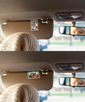 Clear Acrylic Sun Visor Photo Holder Clip For Cars Universal Magnetic Photo Clip For Easy Personalization And Fun Car Decor Transparent 2.4x3.5 Inch Photo Display in use