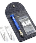 Pin Vise Drill Kit With 16 High Speed Steel Bits For Resin, Wood, Jewelry Making, Plastic And Miniatures Ready Out Of The Box For Precision DIY Hobby Drilling In Minutes Blue on felt case