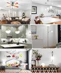 Interior views with E12 LED Bulbs 60W Equivalent Daylight 5000K showcasing different room lighting, chandeliers, and decor.