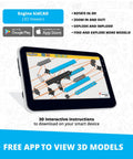 Tablet showing 3D interactive app for Inventor STEM Toys Motorized Double Blade Helicopter Building Kit Must Have Ten In One Engineering.