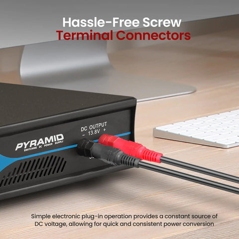 Powerful Bench Power Supply For Home Lab 30 Amp Regulated AC To DC Converter With 13.8 Volt DC Output screw terminals shown