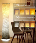 61 Inch Tall Floor Lamp With Remote, Modern Column LED Floor Light with 10 Dimmable Color Temperatures, Brown Gradient Lampshade in room