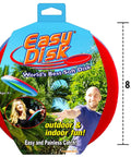 Soft Catch Flying Disc Red For Indoor Outdoor Fun, Safe Frisbee packaging showing product size and promotion images