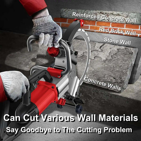 Absolute Beast 9500W Brushless Concrete Ring Saw With Titanium Blade, 27 Inch Max Depth, Smooth Operator Wall Chaser And Groove Cutter cutting through concrete.