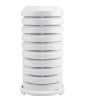 Sensor Protection Shield With Mount For TX Series Weather Sensors, durable white shield for outdoor use, side view.