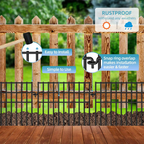 37ft Long Garden Animal Barrier Fence 13 Inch High Rustproof Metal Wire No Dig Dog Border Fence 26 Pack Ground Stakes