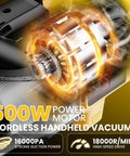 500W power motor of the Straight Up Powerhouse Lightweight Cordless Handheld Vacuum showcasing strong suction and speed.