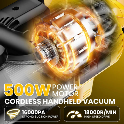 500W power motor of the Straight Up Powerhouse Lightweight Cordless Handheld Vacuum showcasing strong suction and speed.
