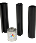 Heavy Duty Six Piece Vinyl Dock Seal Patch Kit For Badass Warehouse Shelter Fixes And No Sweat Industrial Building Maintenance To Keep Your Loading Zone Running Smooth includes black vinyl rolls and adhesive.