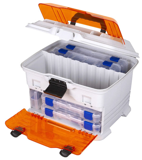 Pro Multiloader Tackle Box With Zerust Anti Rust Technology Portable Lure Organizer Station open showing Tuff Tainer boxes