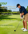 Man using 2 In 1 Golf Swing Trainer Set With Wrist Trainer And Arm Band To Fix Wrist Angle, Build Muscle Memory, Posture