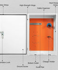 Detailed view of Rock Solid Ev Charger Station Cabinet With Lockable Lid And Built In Cooling Vents For Indoor Garage Setup features.