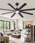 84 Inch Farmhouse Ceiling Fan With Light For Indoor Outdoor Use Waterproof Dimmable LED installed in a modern living room