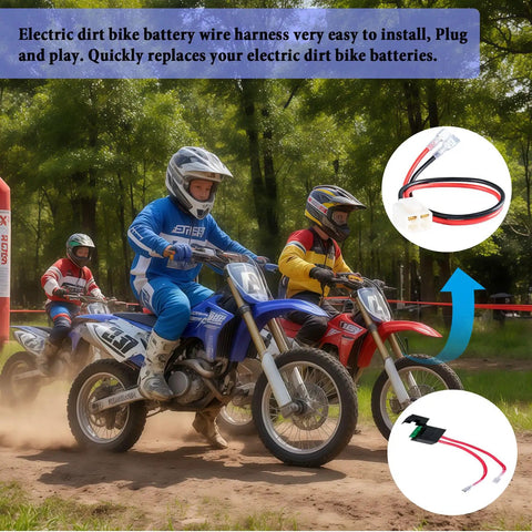 Battery Wiring Harness Kit For MX350 MX400 Electric Scooters And Dirt Bikes 4 Hole Socket 14AWG 4 Pin 2 Wire Replacement Power Cable With Durable Connectors And Plug And Play Ready